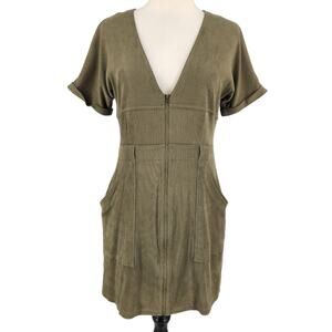 Storia Olive Green Sea Island Fiber Zip Front Dress Womens Size Small